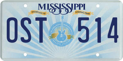 MS license plate OST514