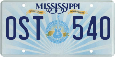 MS license plate OST540