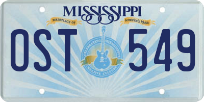 MS license plate OST549