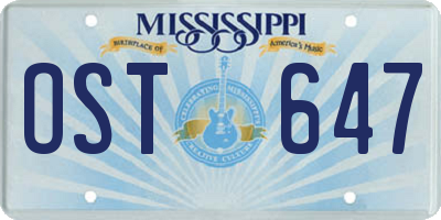 MS license plate OST647