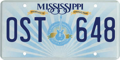 MS license plate OST648