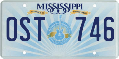 MS license plate OST746