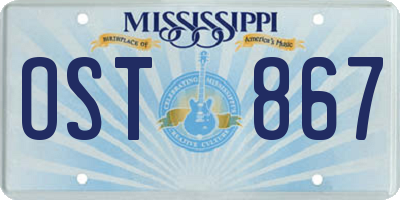 MS license plate OST867