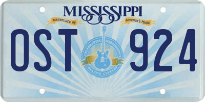 MS license plate OST924