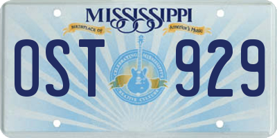 MS license plate OST929