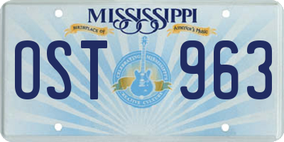 MS license plate OST963