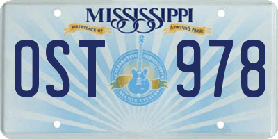 MS license plate OST978