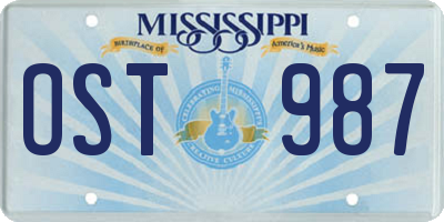 MS license plate OST987