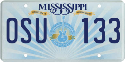 MS license plate OSU133