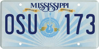 MS license plate OSU173