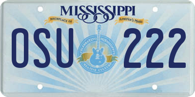 MS license plate OSU222