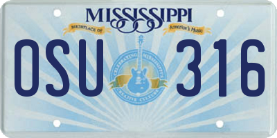 MS license plate OSU316