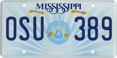 MS license plate OSU389