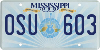 MS license plate OSU603