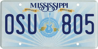 MS license plate OSU805