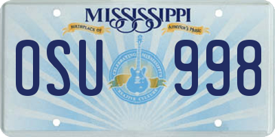 MS license plate OSU998