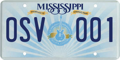 MS license plate OSV001