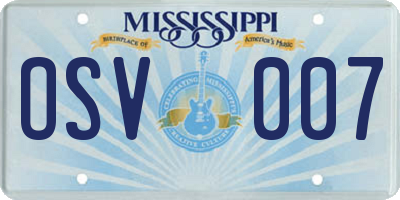 MS license plate OSV007