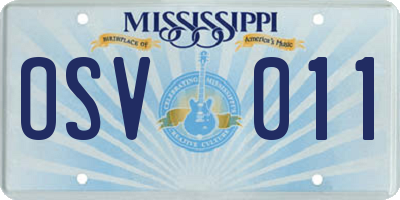 MS license plate OSV011