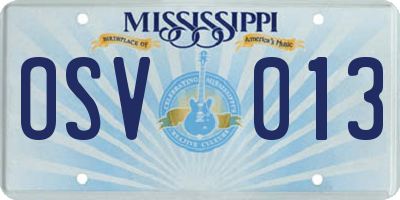 MS license plate OSV013