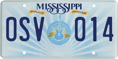MS license plate OSV014