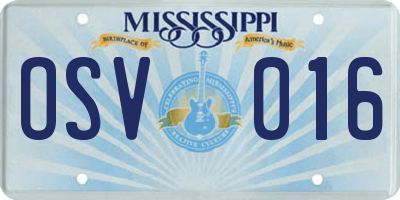 MS license plate OSV016