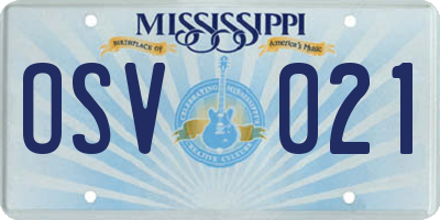 MS license plate OSV021