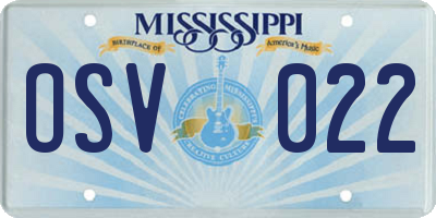 MS license plate OSV022