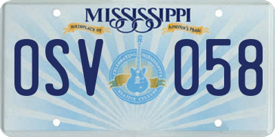 MS license plate OSV058