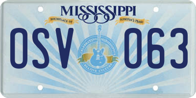 MS license plate OSV063