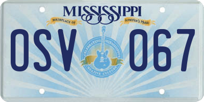 MS license plate OSV067