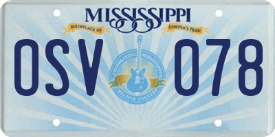 MS license plate OSV078