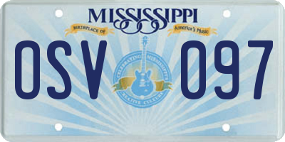 MS license plate OSV097