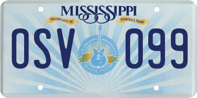 MS license plate OSV099