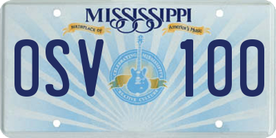 MS license plate OSV100