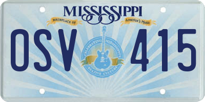 MS license plate OSV415