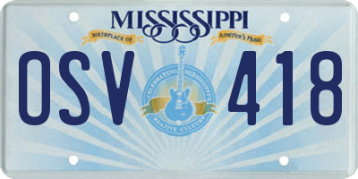 MS license plate OSV418