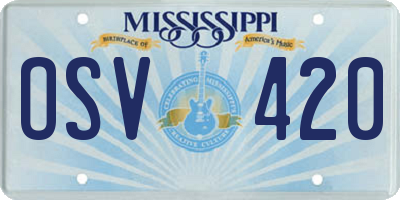 MS license plate OSV420