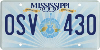 MS license plate OSV430