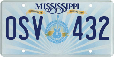 MS license plate OSV432