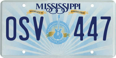 MS license plate OSV447