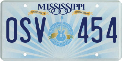MS license plate OSV454
