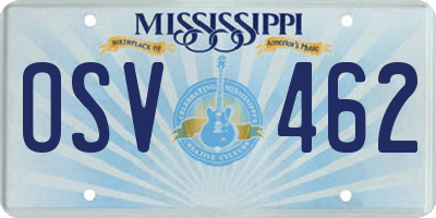 MS license plate OSV462