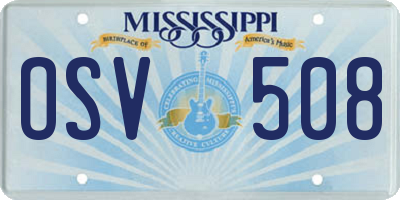 MS license plate OSV508