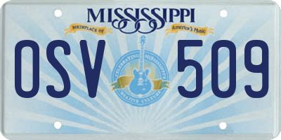 MS license plate OSV509