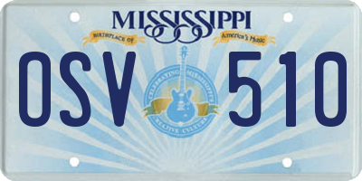 MS license plate OSV510