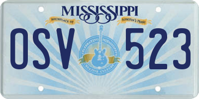 MS license plate OSV523