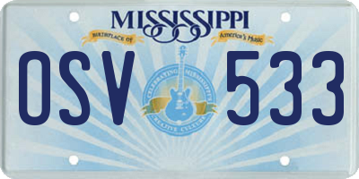 MS license plate OSV533