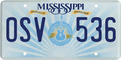 MS license plate OSV536