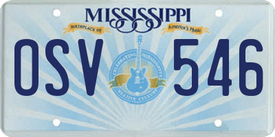 MS license plate OSV546